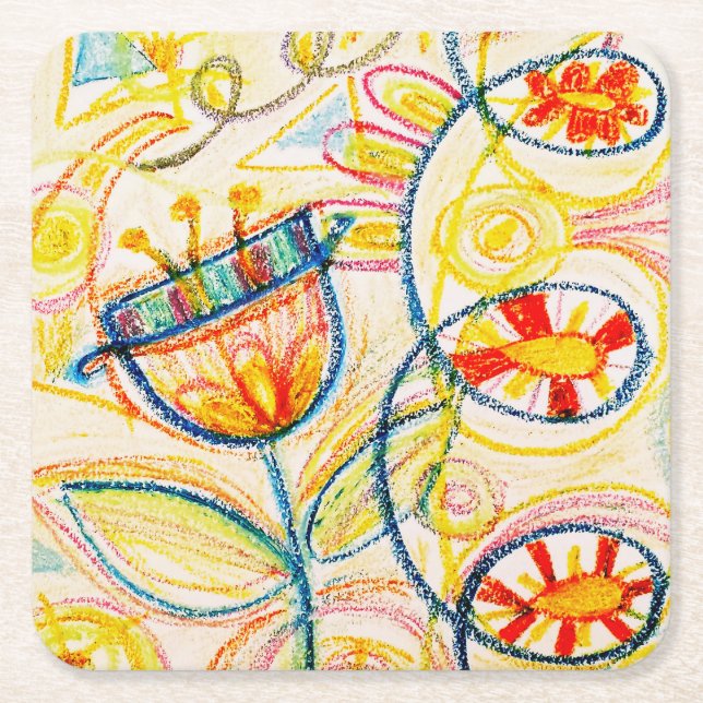 Dessous-de-verre Carré En Papier Doodles d'art Crayon (Devant)
