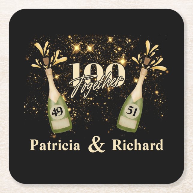 Dessous-de-verre Carré En Papier Double fête d'anniversaire conjointe Deux fois plu (Devant)