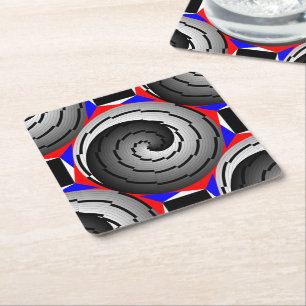 Dessous-de-verre Carré En Papier Double Yin Yang Spiral par Kenneth Yoncich