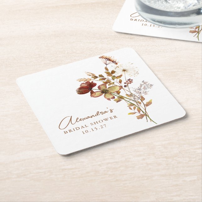 Dessous-de-verre Carré En Papier Douce Baby Shower Bohème Personnalisé sur le thème (Incliné)