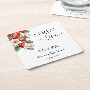 Dessous-de-verre Carré En Papier Douce Baie d'Amour Fête de Mariage à la Fraise