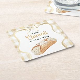 Dessous-de-verre Carré En Papier Douce Cannoli Beige Neutre Baby Shower Italien