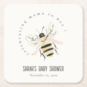 Dessous-de-verre Carré En Papier Douce Maman à Venir Future Maman Baby Shower Neutr