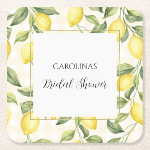 Dessous-de-verre Carré En Papier Douce Mariage Thème Citron Jaune Frais