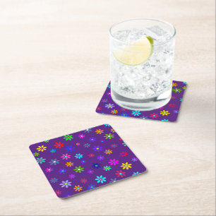Dessous-de-verre Carré En Papier Douche à fleurs - motif de couleur 1