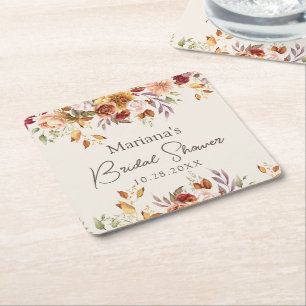 Dessous-de-verre Carré En Papier Douche de mariée florale d'automne