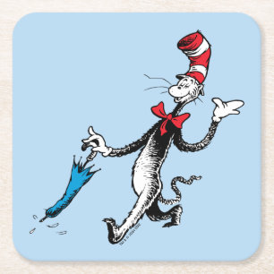 Dessous-de-verre Carré En Papier Dr Seuss   Chat dans la marche des parapluies Casq