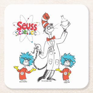 Dessous-de-verre Carré En Papier Dr Seuss   Chat dans la science de la sécurité Cas