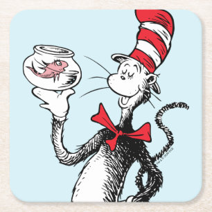 Dessous-de-verre Carré En Papier Dr Seuss   Chat dans le Casquette & Krinklebine
