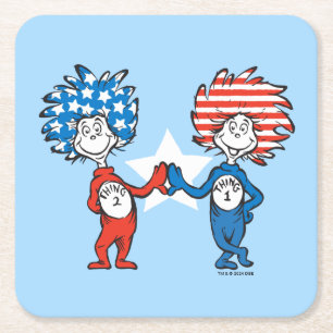 Dessous-de-verre Carré En Papier Dr. Seuss Chose Un Chose Deux Graphique Patrioti