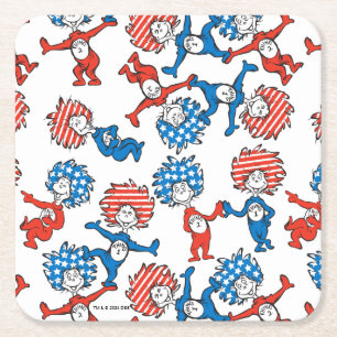 Dessous-de-verre Carré En Papier Dr. Seuss Chose Une Chose Deux Motif Drapeau Amé