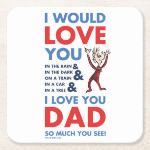 Dessous-de-verre Carré En Papier Dr. Seuss Je t'aime papa tellement que tu vois