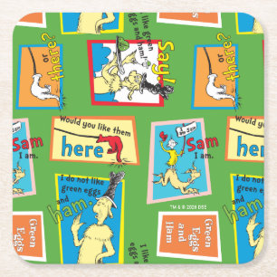 Dessous-de-verre Carré En Papier Dr. Seuss Les œufs verts au jambon Citations d'his