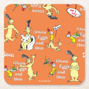 Dessous-de-verre Carré En Papier Dr. Seuss Les Œufs verts au jambon Motif de person