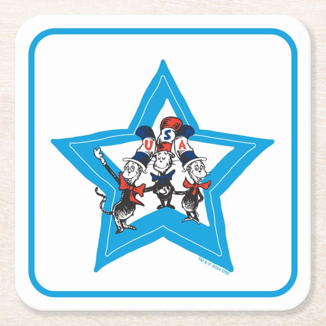 Dessous-de-verre Carré En Papier Dr Seuss | Little Cats USA Graphisme Casquette (Devant)