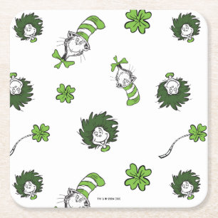 Dessous-de-verre Carré En Papier Dr. Seuss Motif Trèfle du Chat au Chapeau