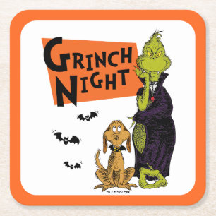 Dessous-de-verre Carré En Papier Dr. Seuss Nuit de Grinch Halloween Graphique