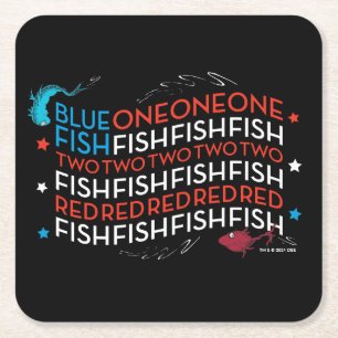 Dessous-de-verre Carré En Papier Dr. Seuss   Poisson Rouge Poisson Bleu Graphique D