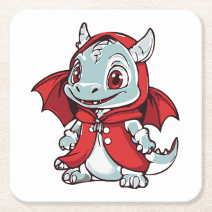 Dessous-de-verre Carré En Papier Dragon albinos en rouge