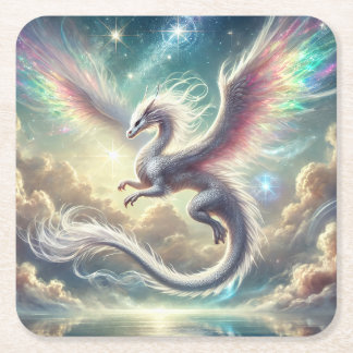 Dessous-de-verre Carré En Papier Dragon blanc