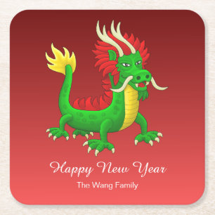 Dessous-de-verre Carré En Papier Dragon Chinois Merveilleux