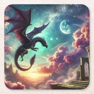 Dessous-de-verre Carré En Papier Dragon noir