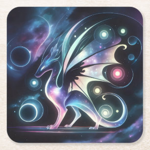 Dessous-de-verre Carré En Papier Dragon papillon spatial