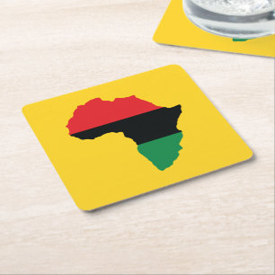Dessous-de-verre Carré En Papier Drapeau Afrique rouge, noire et verte