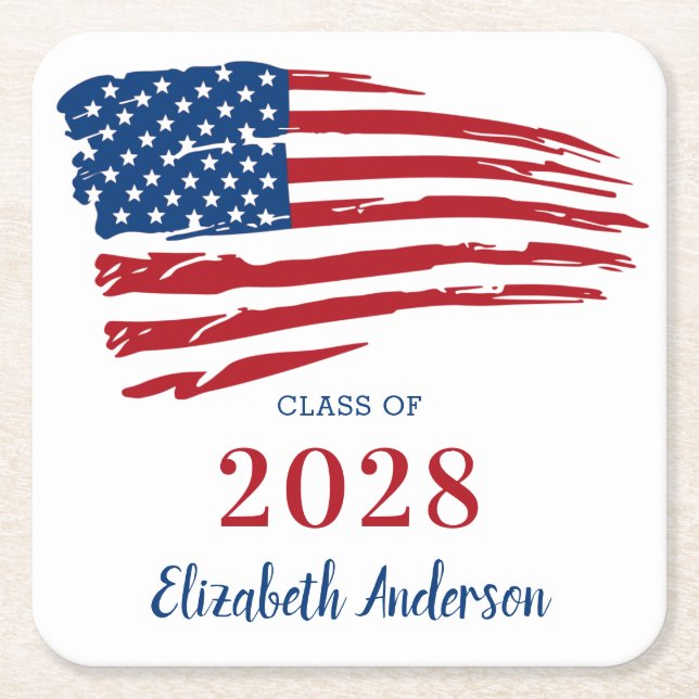 Dessous-de-verre Carré En Papier Drapeau américain Drapeau militaire Patriotique Gr (Devant)