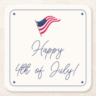 Dessous-de-verre Carré En Papier Drapeau américain minimaliste moderne 4 juillet pa