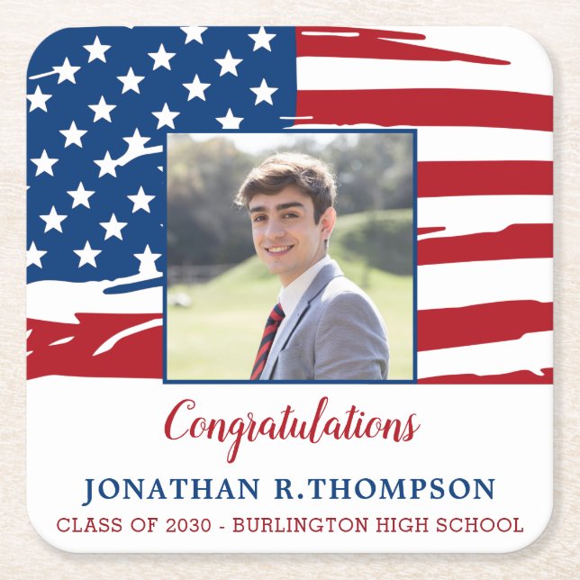 Dessous-de-verre Carré En Papier Drapeau américain patriotique (Devant)