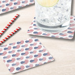 Dessous-de-verre Carré En Papier Drapeau américain Rouge Bleu Patriotique<br><div class="desc">Joli Patriotic American Flag Rustic Heart Motif Dessous de verre papier Carré! Un motif aux coeurs de drapeau américain rustiques ou déprimés pour créer une image amusante en rouge, blanc et bleu ! Parfait pour 4 juillet, le Memorial Day, le Veteran's Day et plus ! Ou pour n'importe quel moment...</div>