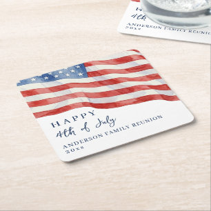 Dessous-de-verre Carré En Papier Drapeau aquarelle USA moderne fête du 4 juillet