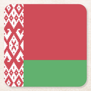 Dessous-de-verre Carré En Papier Drapeau biélorusse patriotique Rond de papier pour