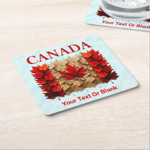 Dessous-de-verre Carré En Papier Drapeau canadien de la feuille d'érable d'automne