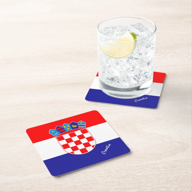 Dessous-de-verre Carré En Papier Drapeau croate & mariage en Croatie, fête / sports (En situation)