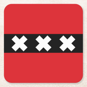 Dessous-de-verre Carré En Papier Drapeau d'Amsterdam, Pays-Bas