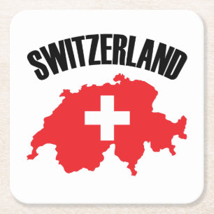 Dessous-de-verre Carré En Papier Drapeau de carte Suisse
