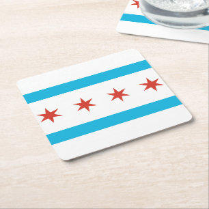 Dessous-de-verre Carré En Papier Drapeau de Chicago