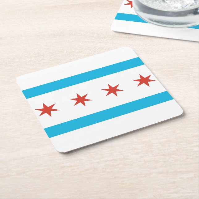 Dessous-de-verre Carré En Papier Drapeau de Chicago (Incliné)