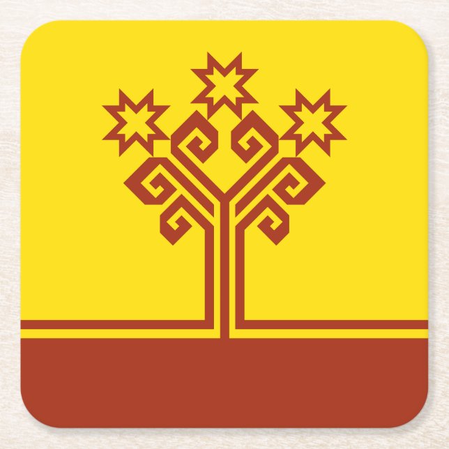 Dessous-de-verre Carré En Papier Drapeau de Chuvashia (Devant)