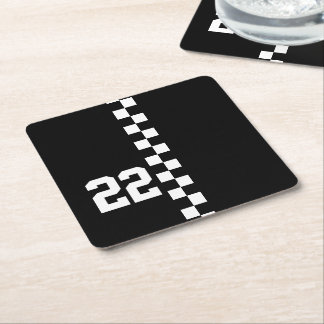 Dessous-de-verre Carré En Papier Drapeau De Course Personnalisé Noir Et Blanc