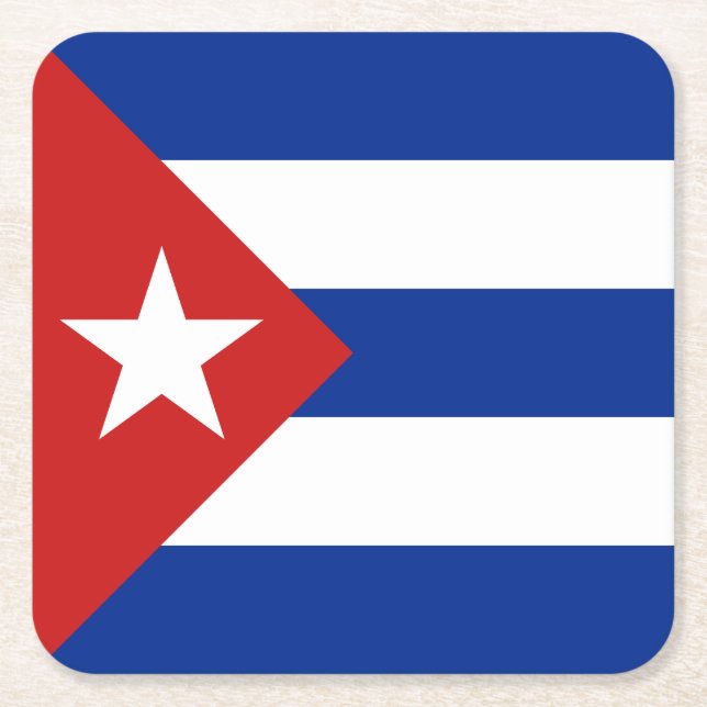 Dessous-de-verre Carré En Papier Drapeau de Cuba (Devant)