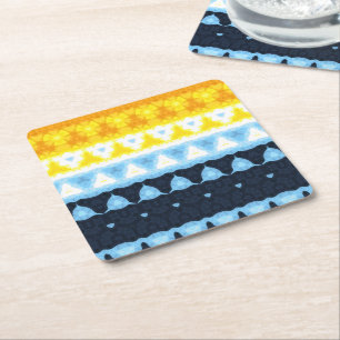 Dessous-de-verre Carré En Papier Drapeau de fierté BoHo Groovy Géométrique Abstrait