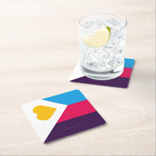 Dessous-de-verre Carré En Papier Drapeau de fierté de la polyamorie tricolore de Sl