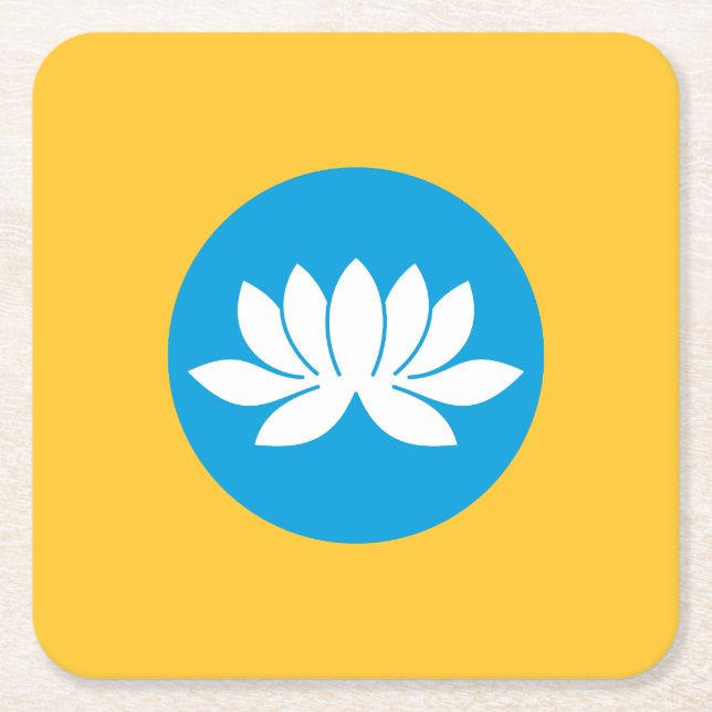 Dessous-de-verre Carré En Papier Drapeau de Kalmoukie (Devant)