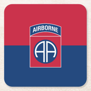 Dessous-de-verre Carré En Papier Drapeau de la 82e division aéroportée vétéran mili