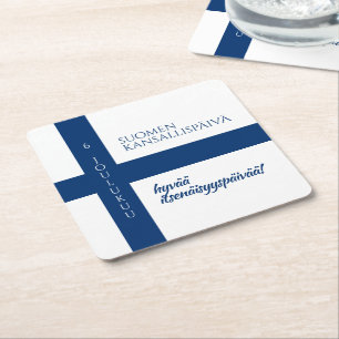 Dessous-de-verre Carré En Papier Drapeau de la Journée nationale finlandaise Suomen