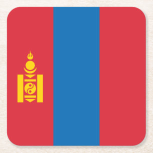 Dessous-de-verre Carré En Papier Drapeau de la Mongolie