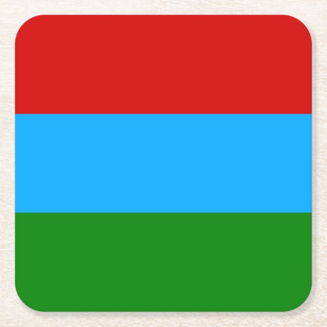 Dessous-de-verre Carré En Papier Drapeau de la République de Carélie (Devant)